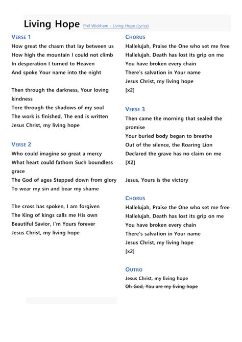 living hope lyrics in english